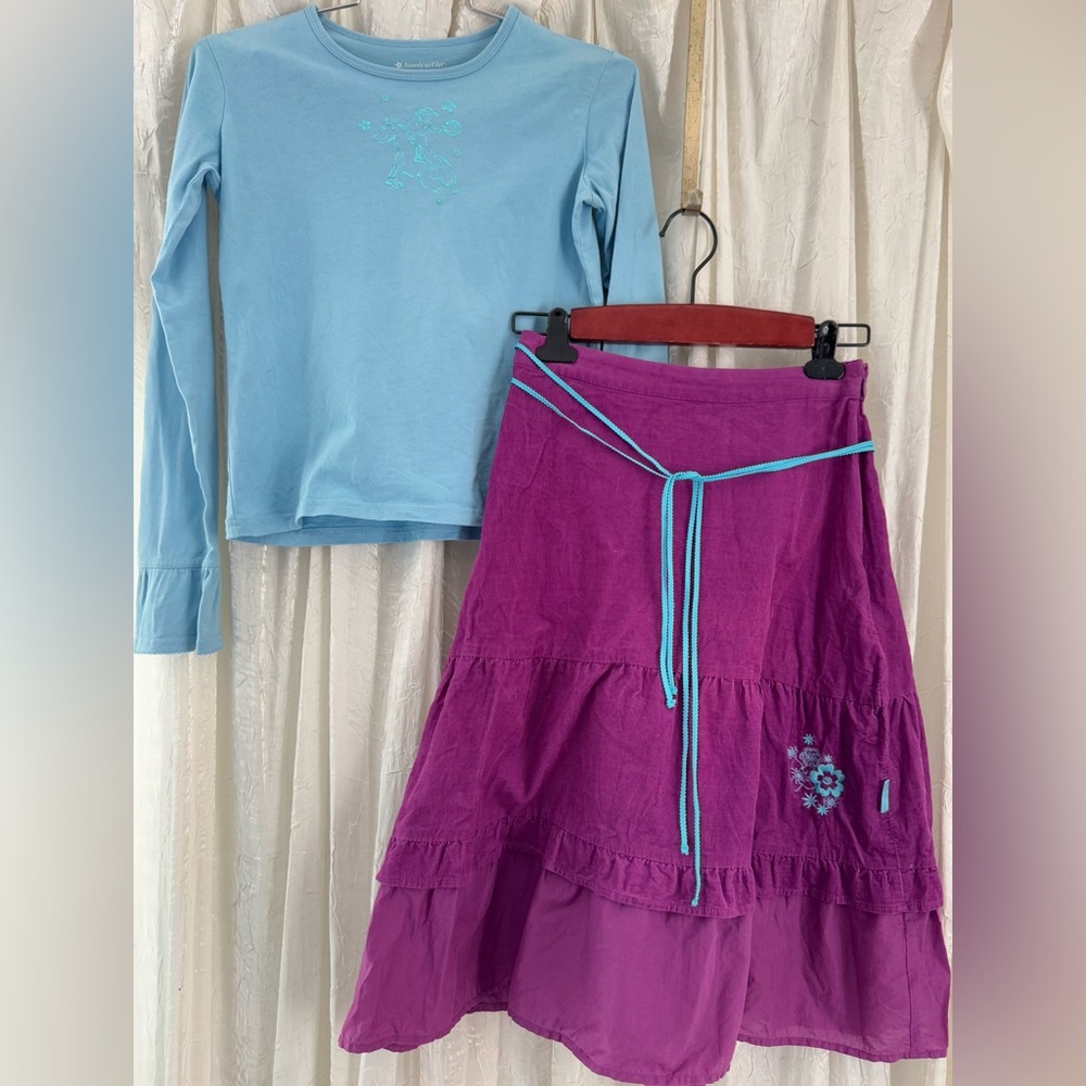 American Girl. Embroidered Cowgirl Skirt & Embellished Top.